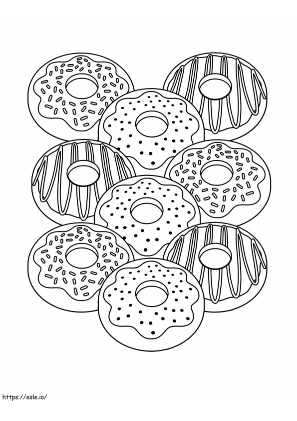 Nove Donuts em Escala para colorir