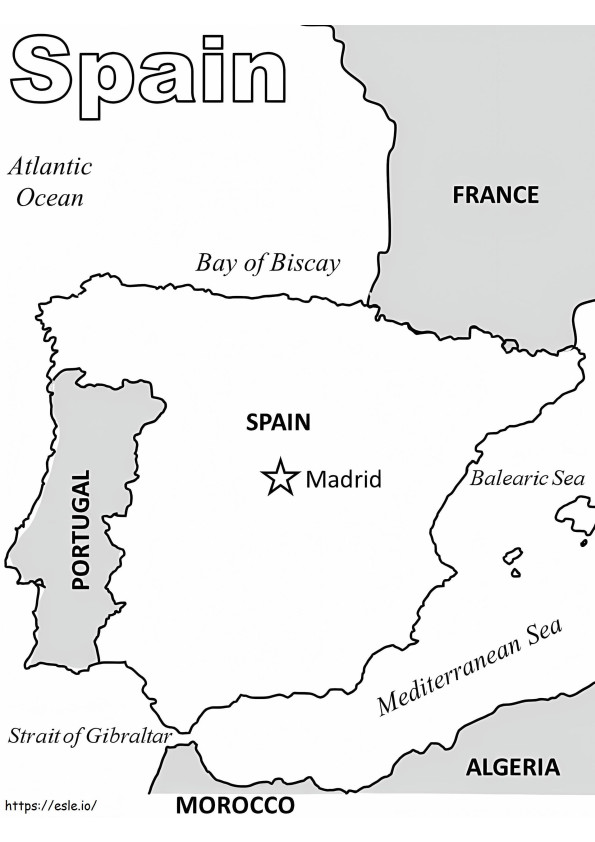 Spanyolország térképe 1 kifestő