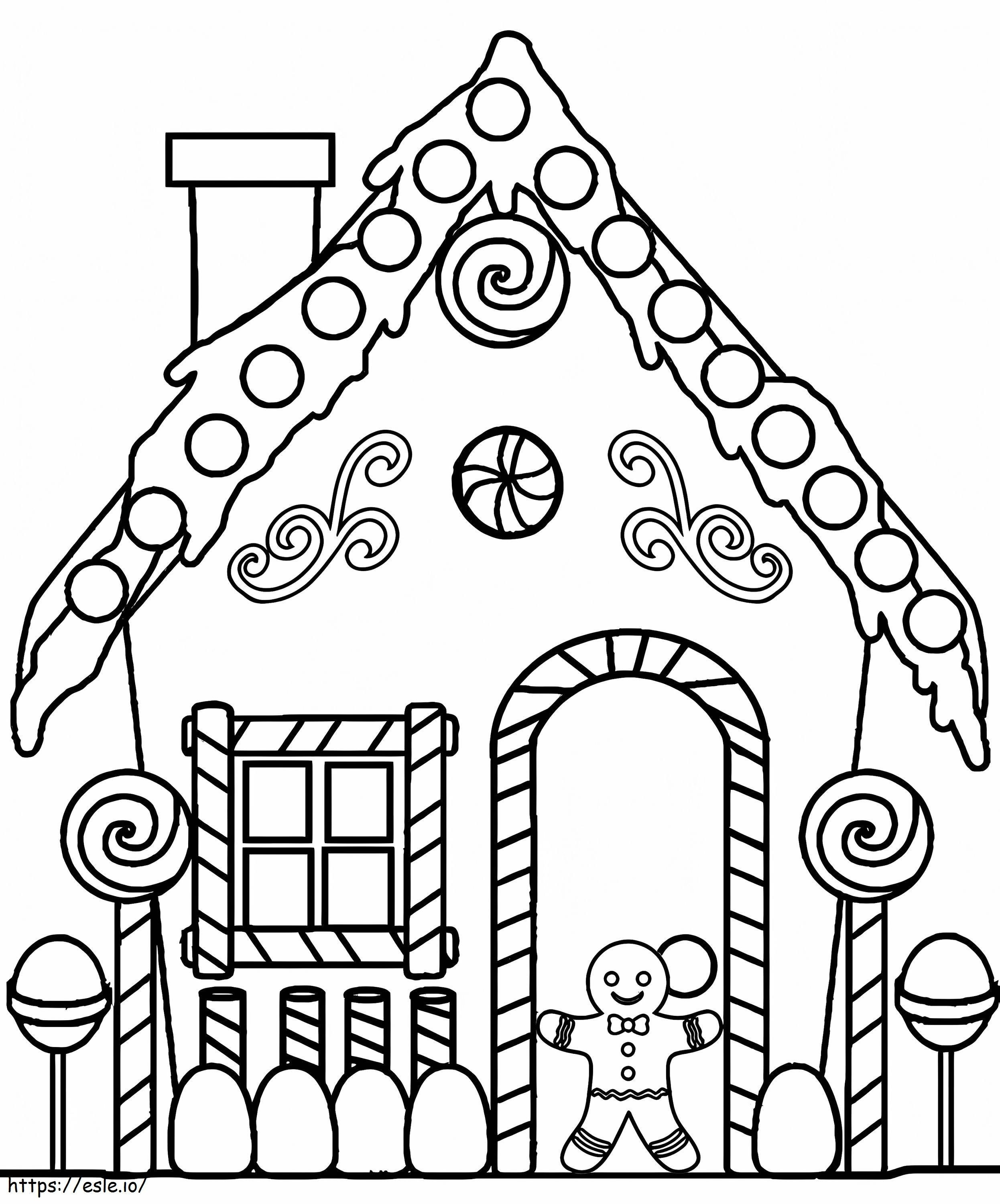 Easy Gingerbread House coloring page