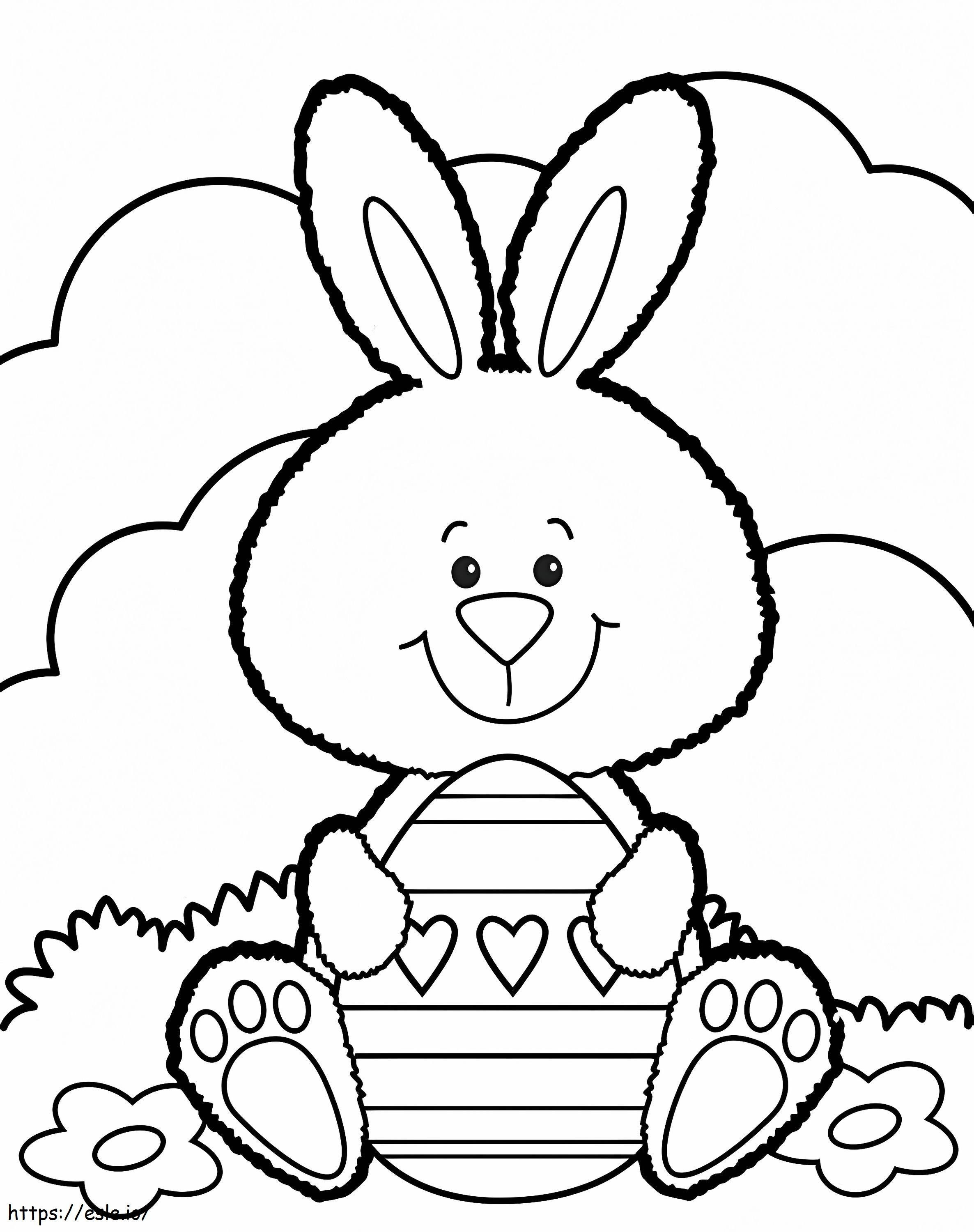 Bunny Hugging Easter Egg coloring page