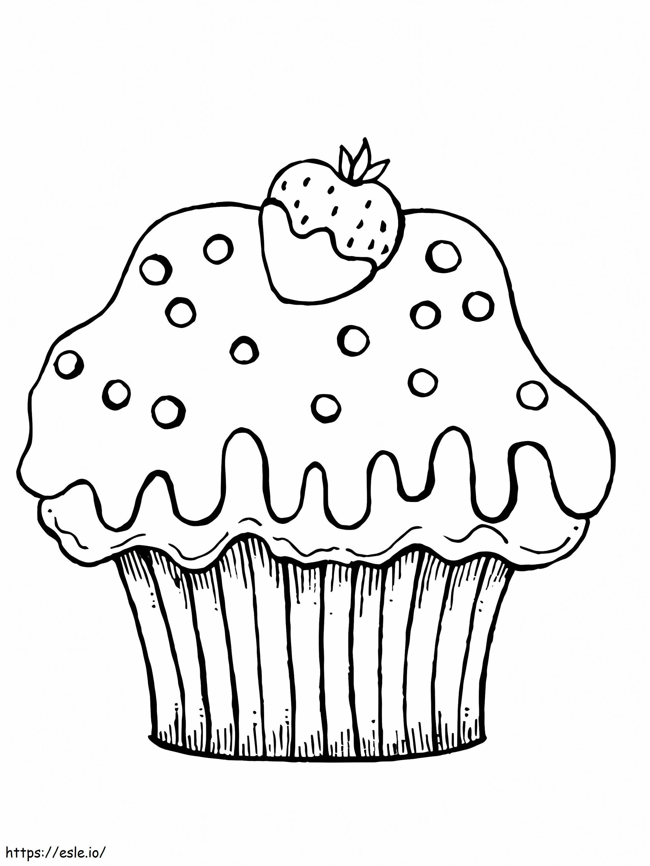 Melting Cupcake And Strawberry coloring page