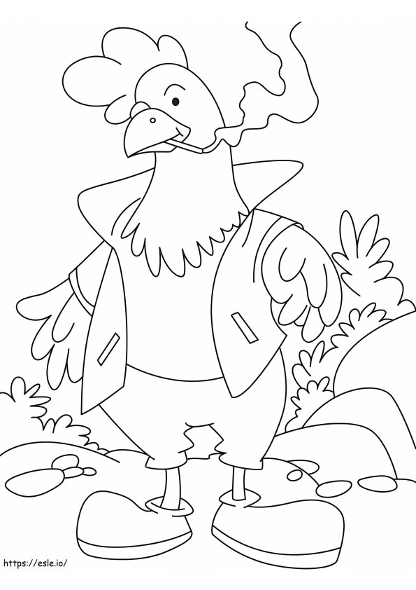 Smoking Rooster coloring page