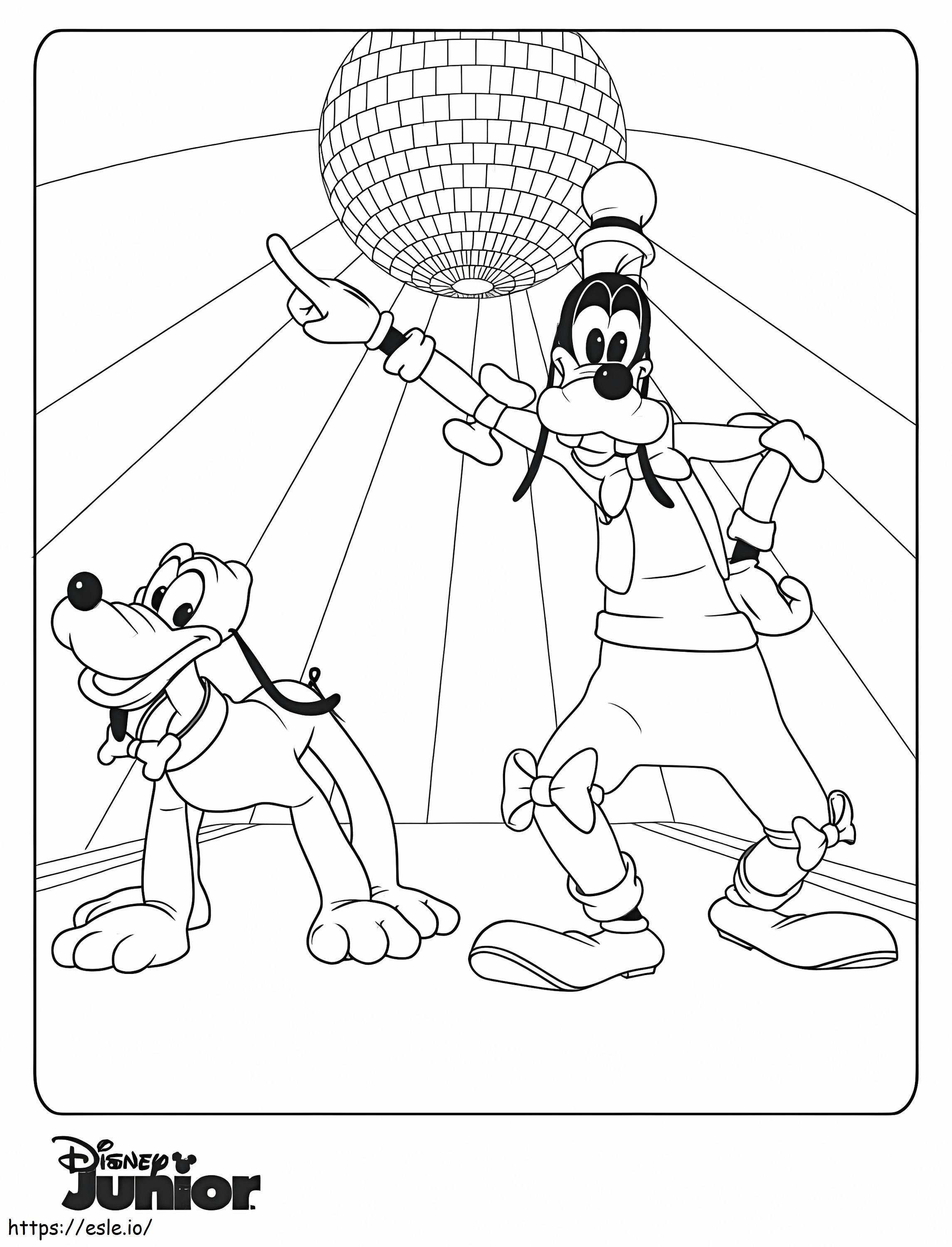Pluto And Goofy Dancing coloring page
