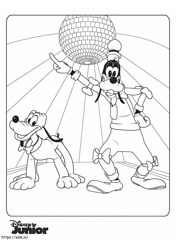 Coloriage Pluton et Dingo dansant à imprimer dessin