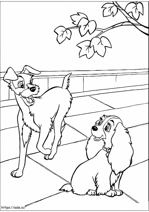Lovely Lady And The Tramp coloring page