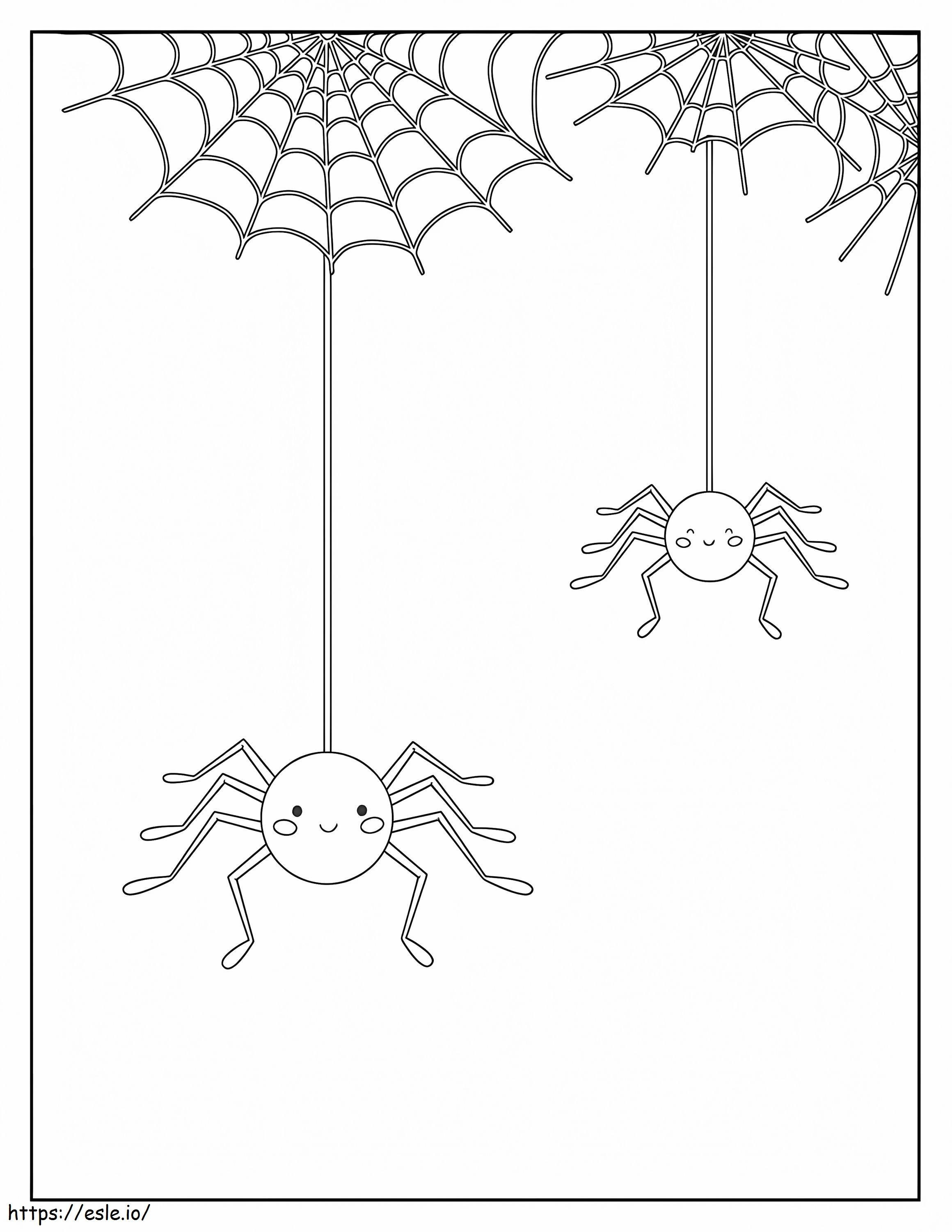 Coloriage Deux araignées souriantes à imprimer dessin