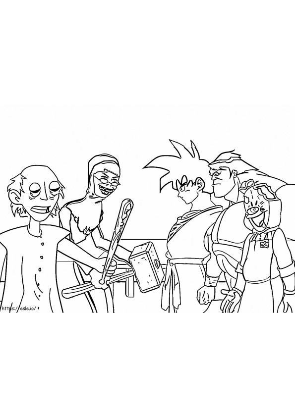 Granny Team coloring page