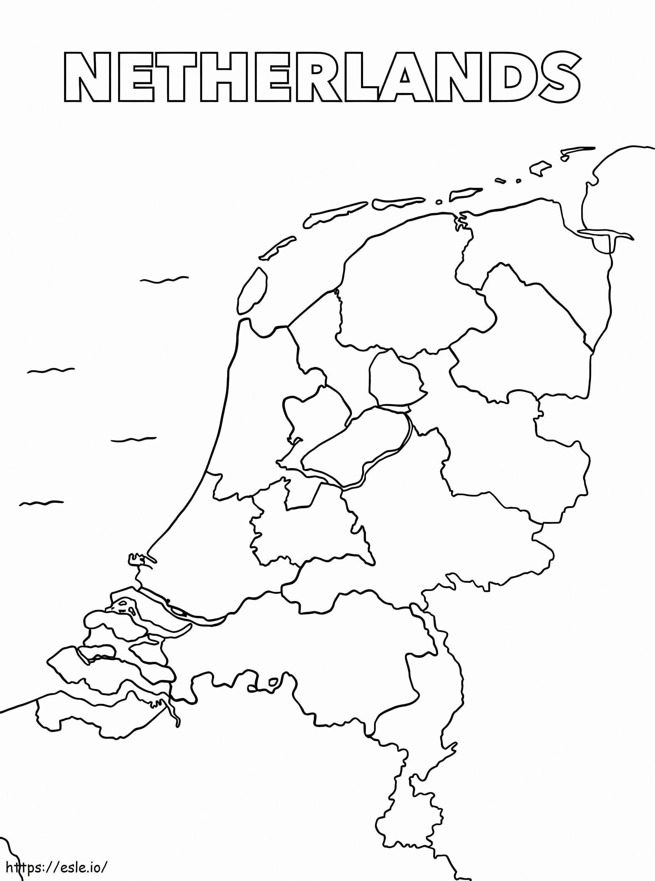 オランダ地図 2 ぬりえ - 塗り絵