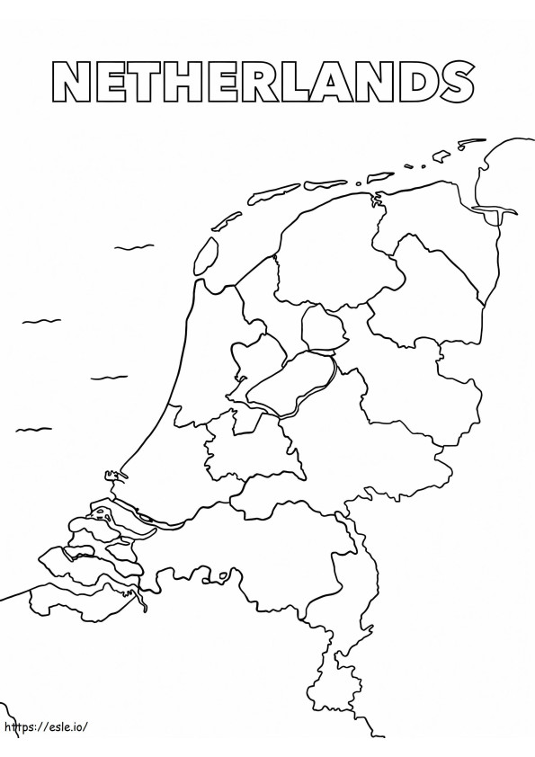 Mapa de Países Bajos 2 para colorear