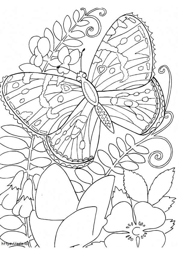 Coloriage Fleurs et papillon à imprimer dessin