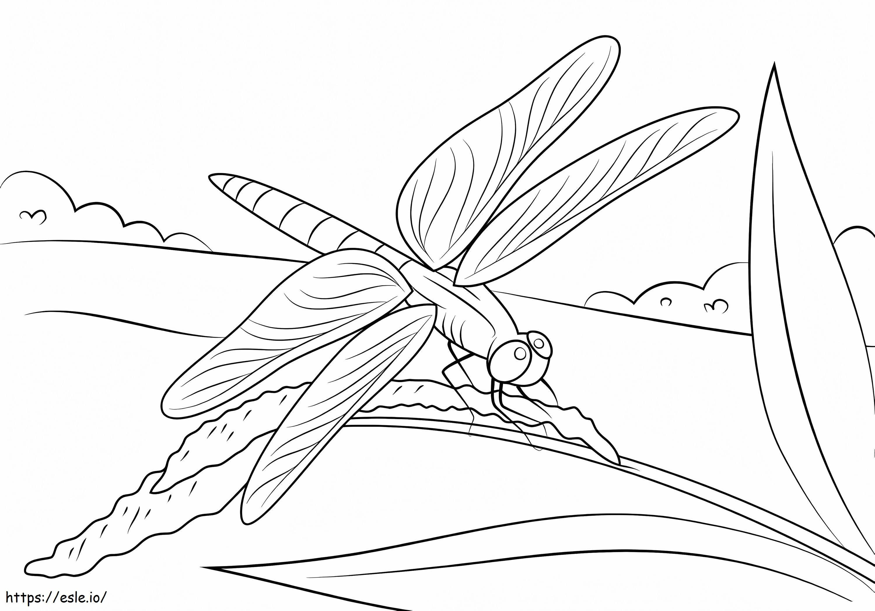 La libellula si siede sul gambo da colorare