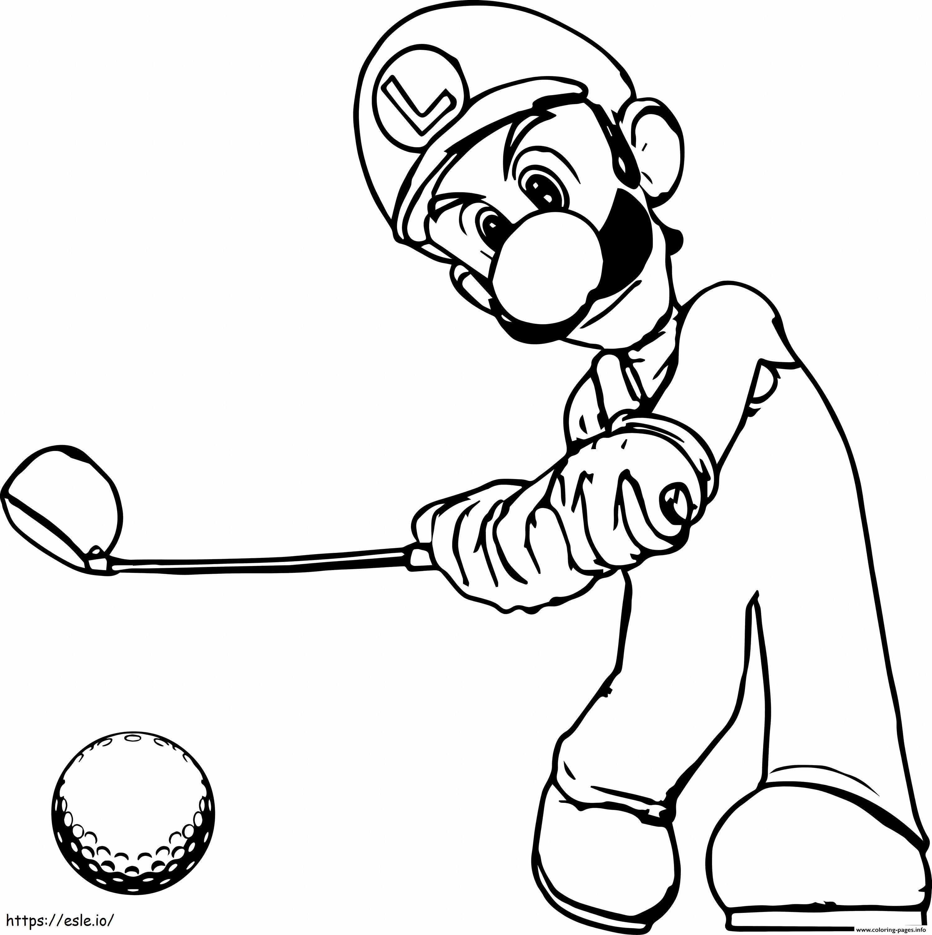 Coloriage Luigi joue au golf à imprimer dessin
