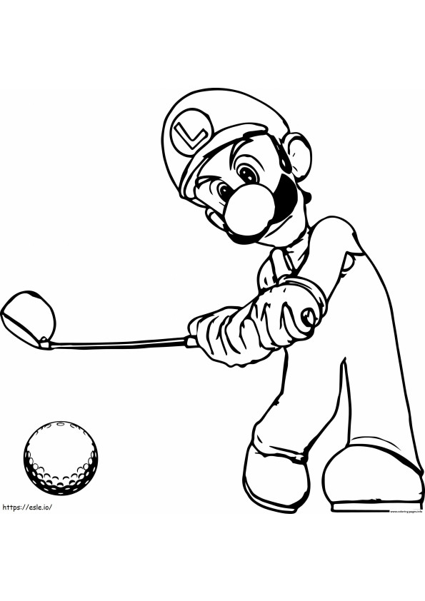 Luigi Bermain Golf Gambar Mewarnai