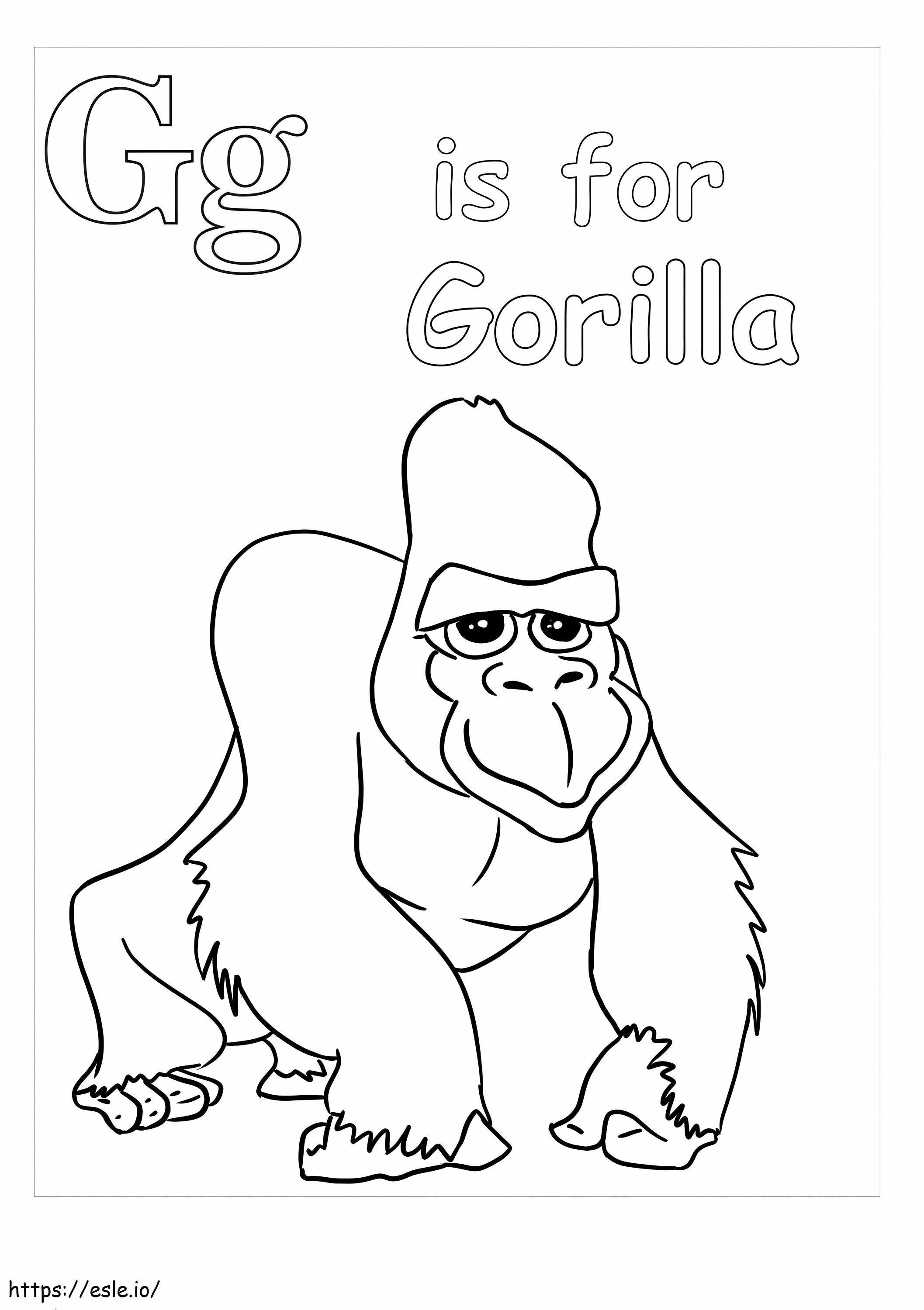 G é para gorila para colorir