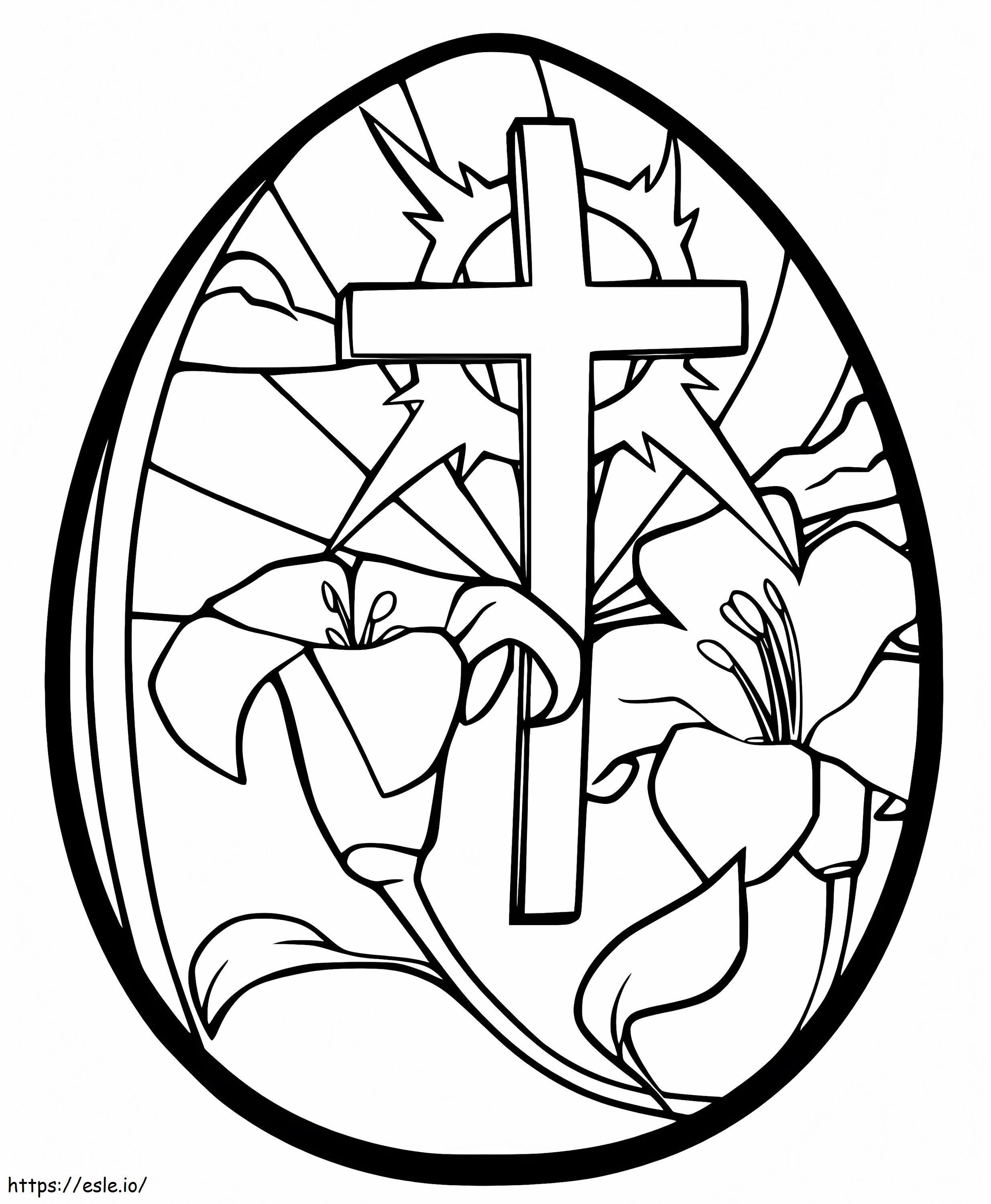 Coloriage Oeuf de Pâques avec croix à imprimer dessin