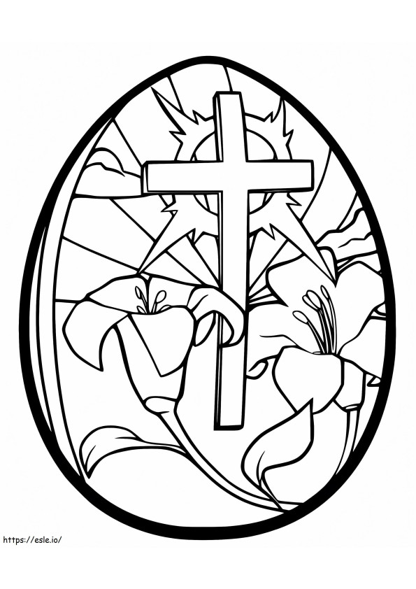 Coloriage Oeuf de Pâques avec croix à imprimer dessin