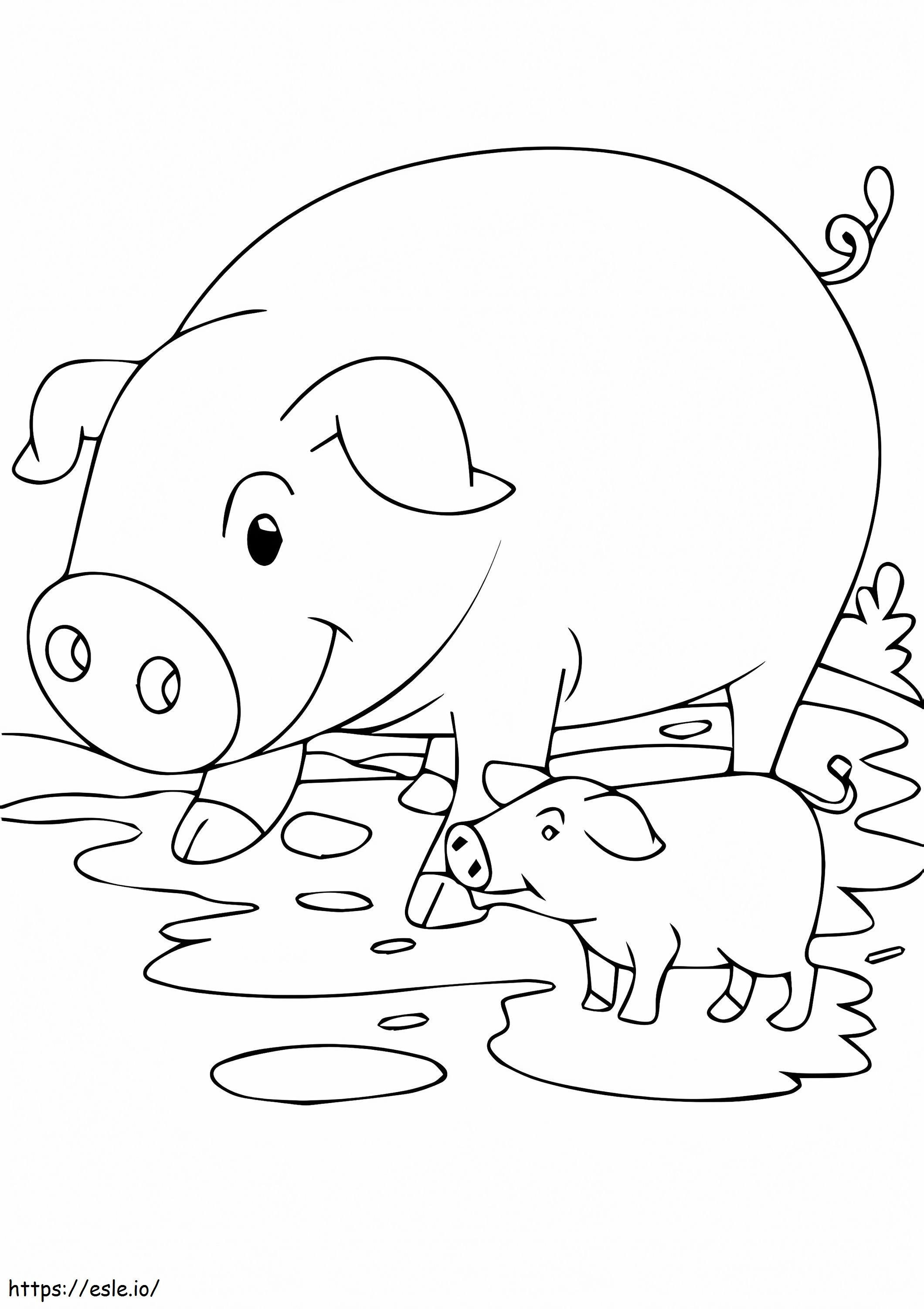 1526209002 豚と子豚 A4 ぬりえ - 塗り絵