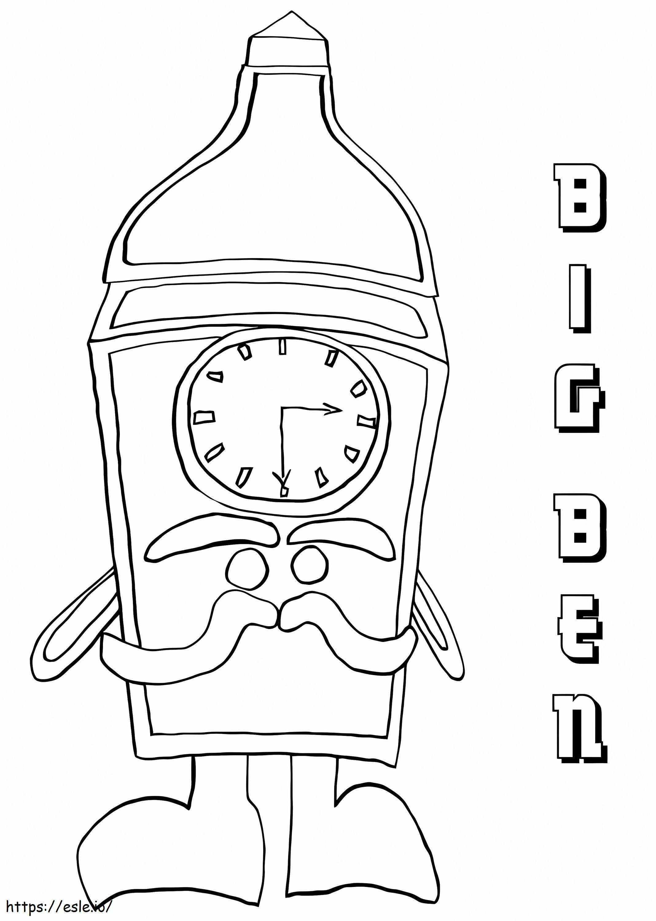 Cartoon Big Ben coloring page