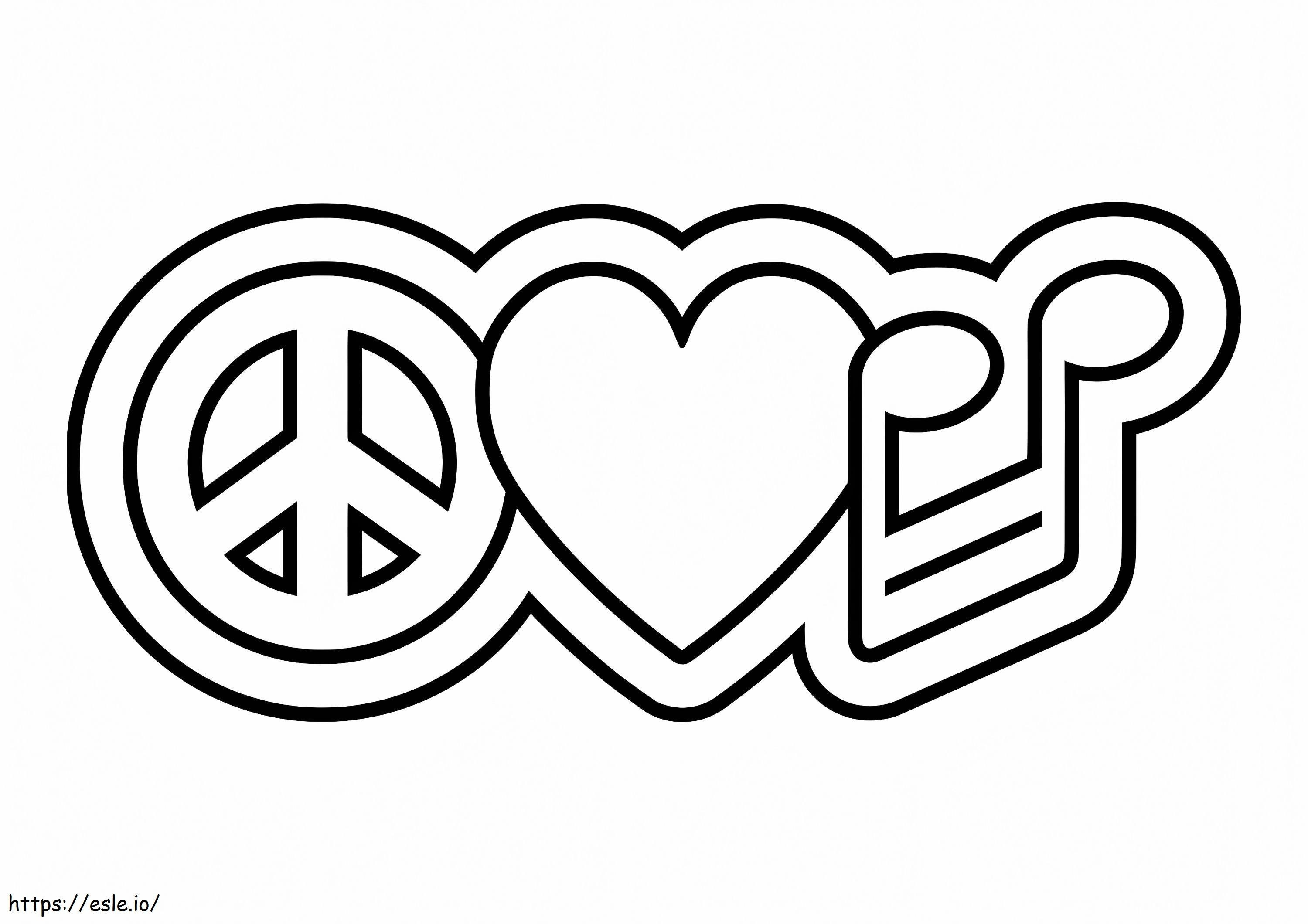 Peace Love Music coloring page