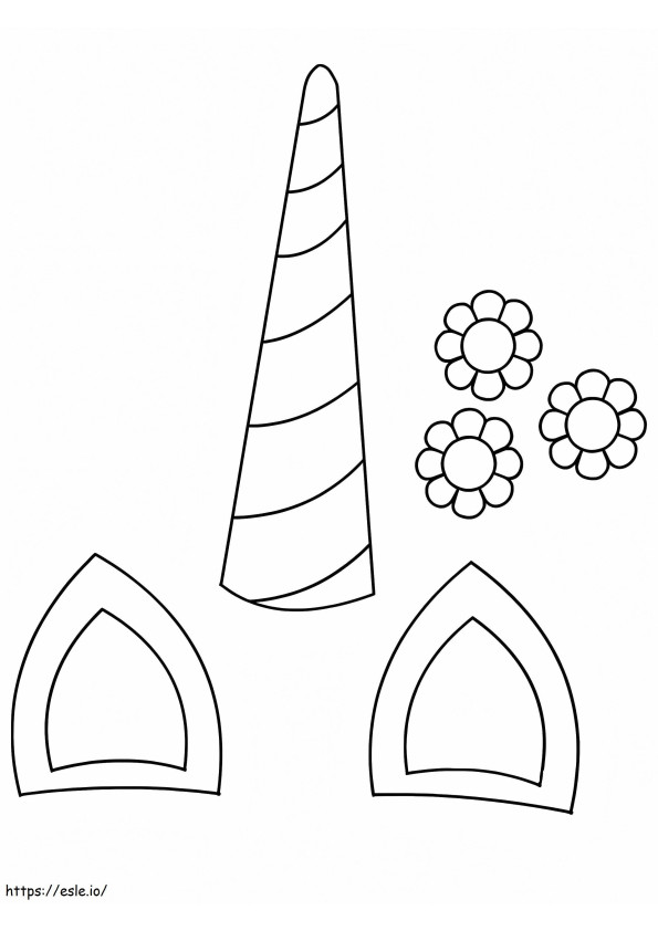 1528103947 Unicorn Horn Ears Flowersa4 coloring page