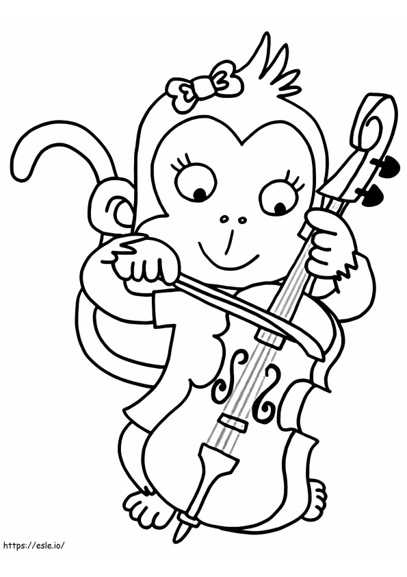 Macaco tocando violoncelo para colorir