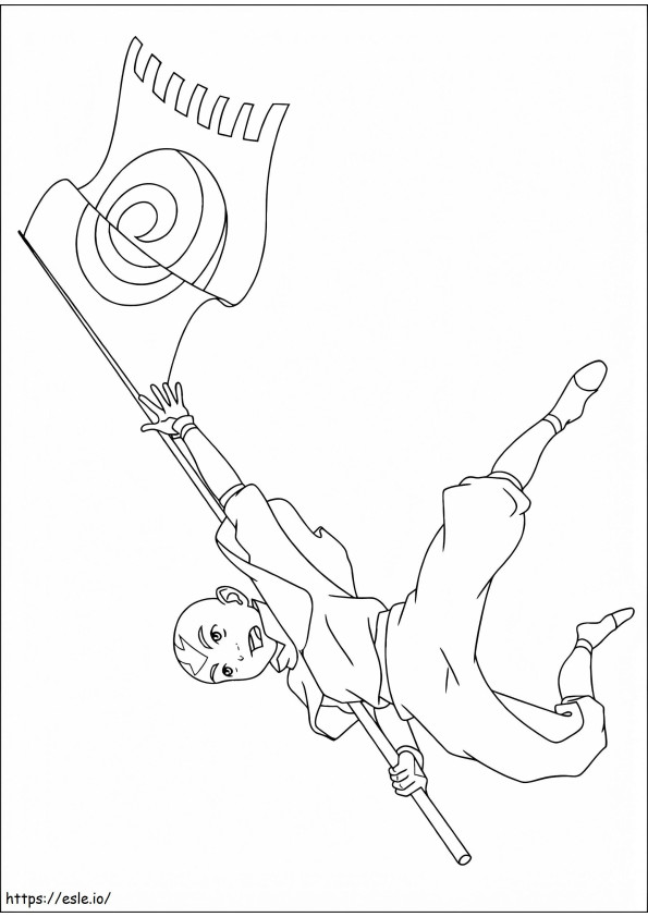 Coloriage 1533612480 Aang avec drapeau Air Nomad A4 à imprimer dessin