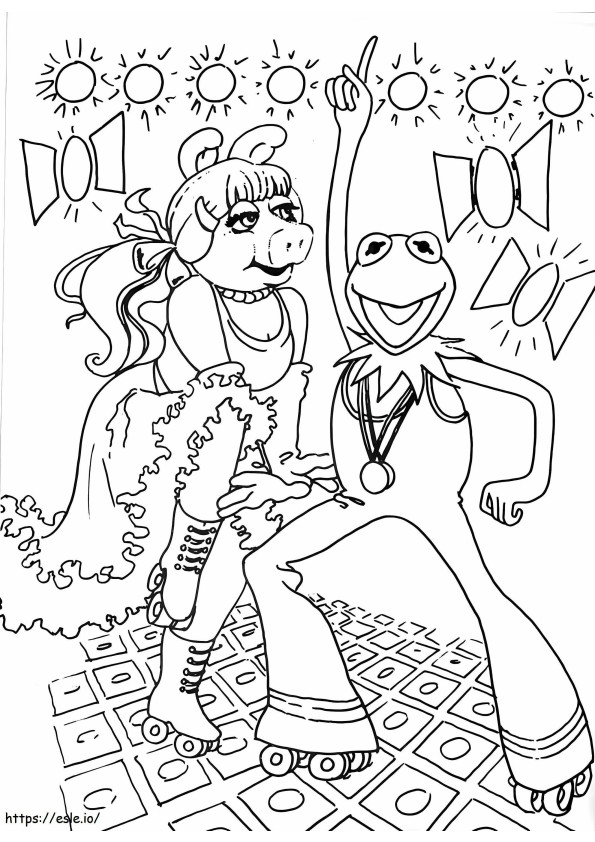 Kermit Broasca și Domnișoara Piggy Dansează de colorat