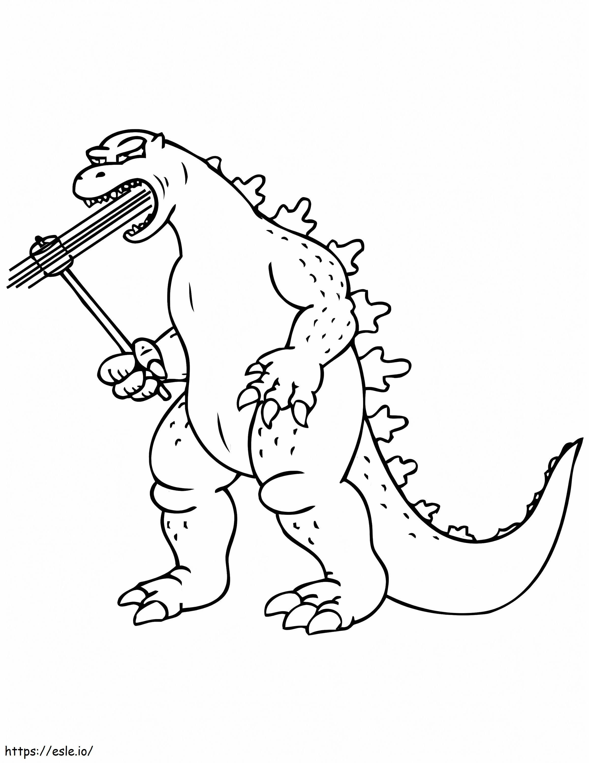 Godzilla Holding Marshmello coloring page