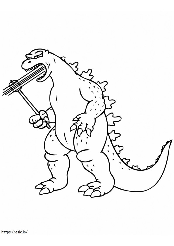 Coloriage Godzilla tenant Marshmello à imprimer dessin