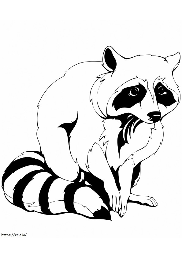 Cute Raccoon Sitting coloring page