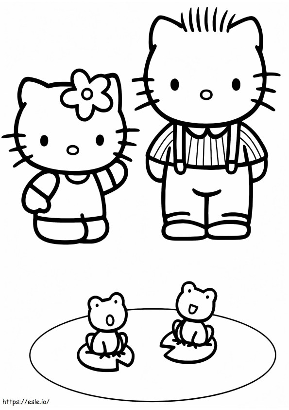 Coloriage Hello Kitty et Daniel à imprimer dessin