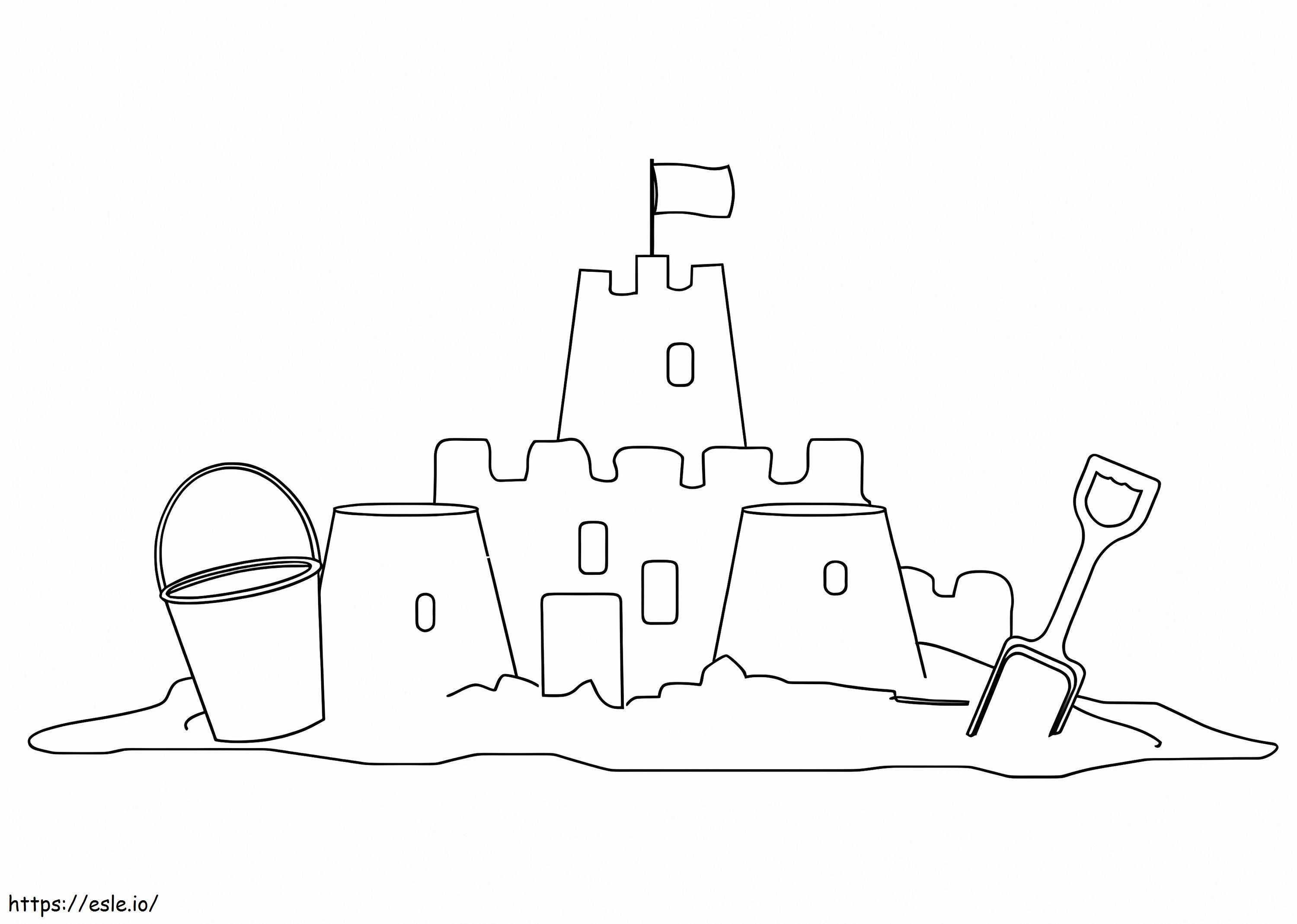 Zamek z piasku do druku kolorowanka