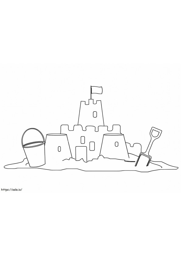 Zamek z piasku do druku kolorowanka