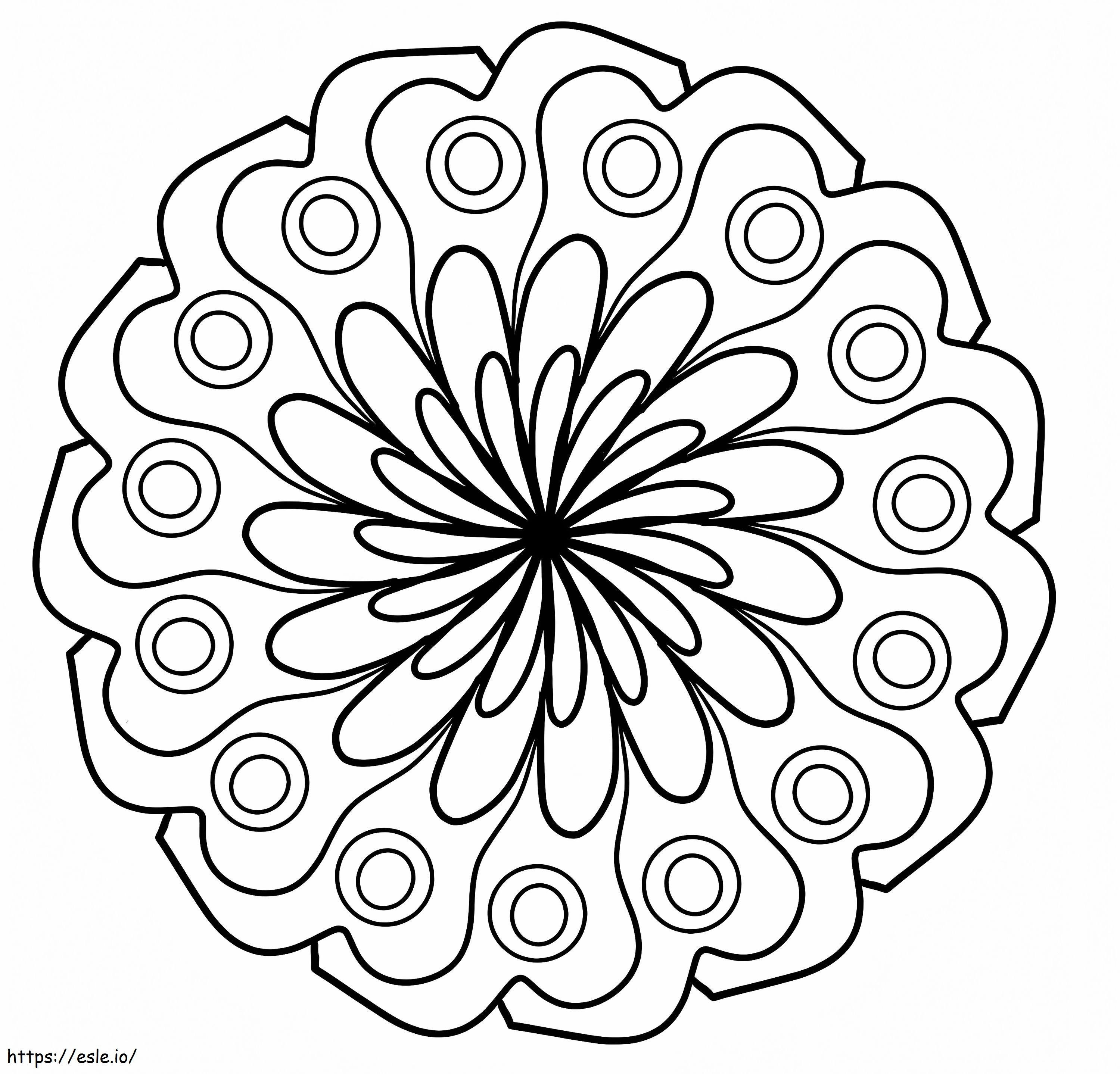 Yksinkertainen kukkamandala värityskuva