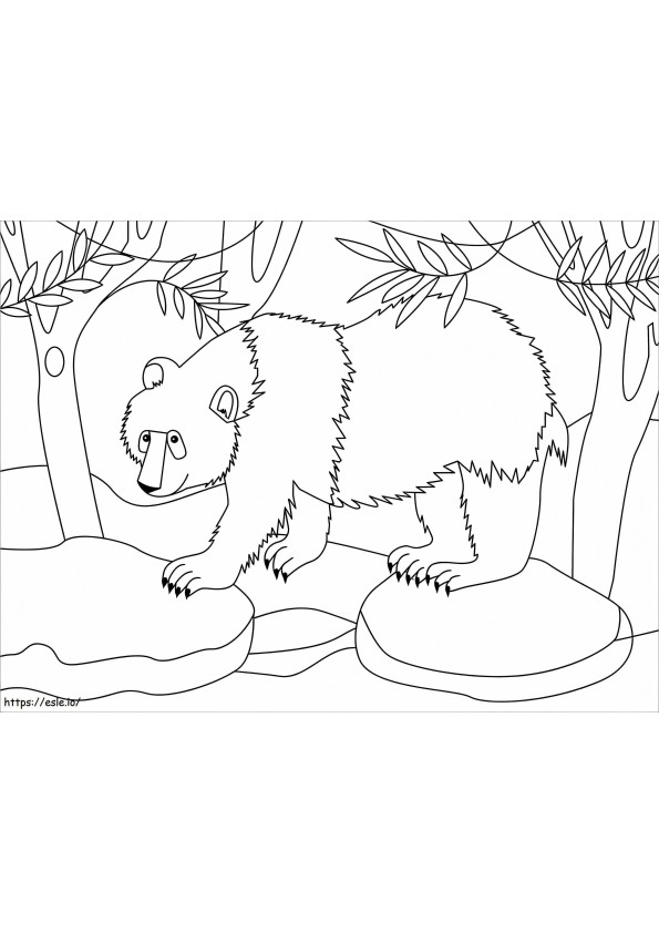 Coloriage Panda sur le rocher à imprimer dessin