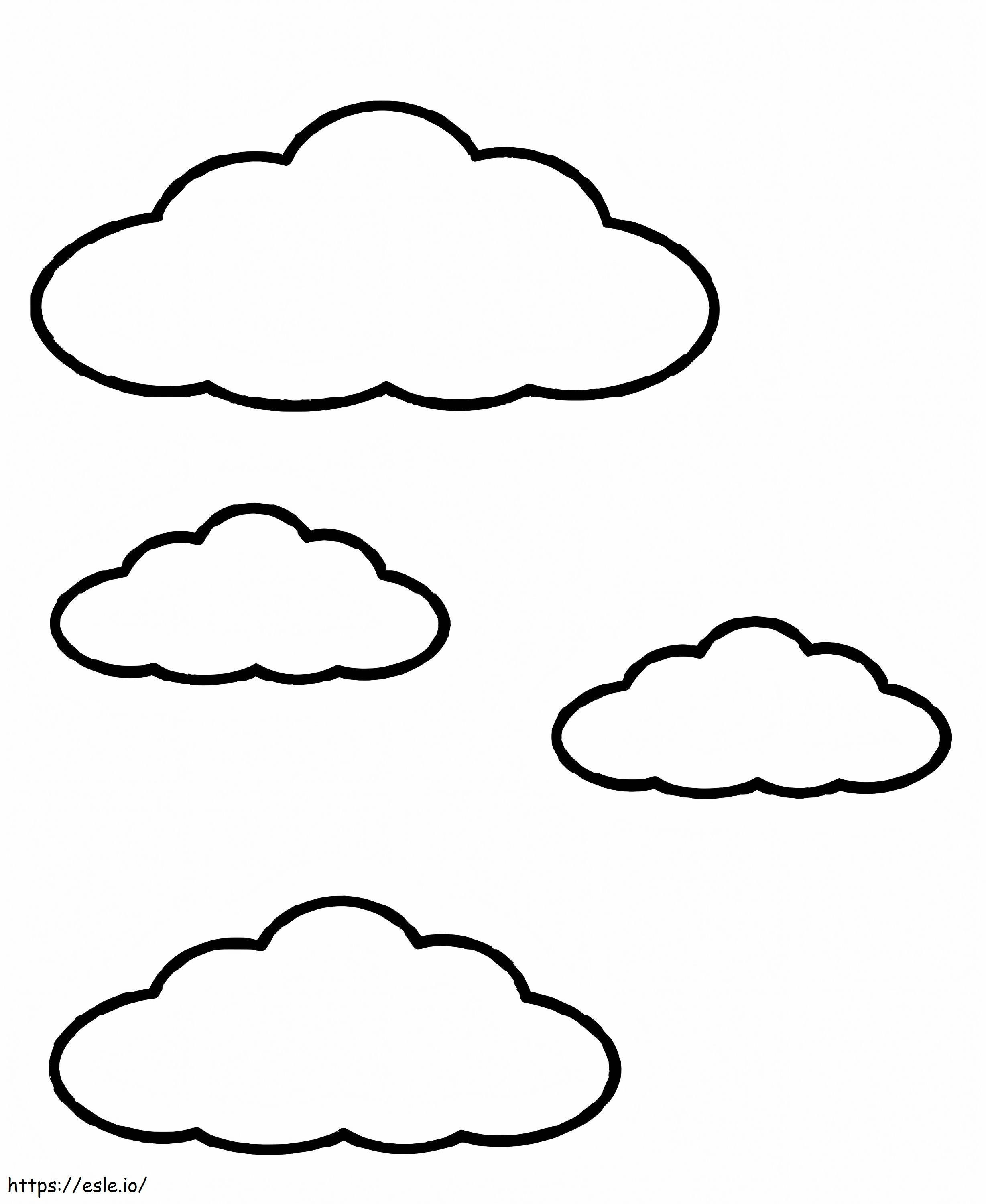 四つの雲 ぬりえ - 塗り絵