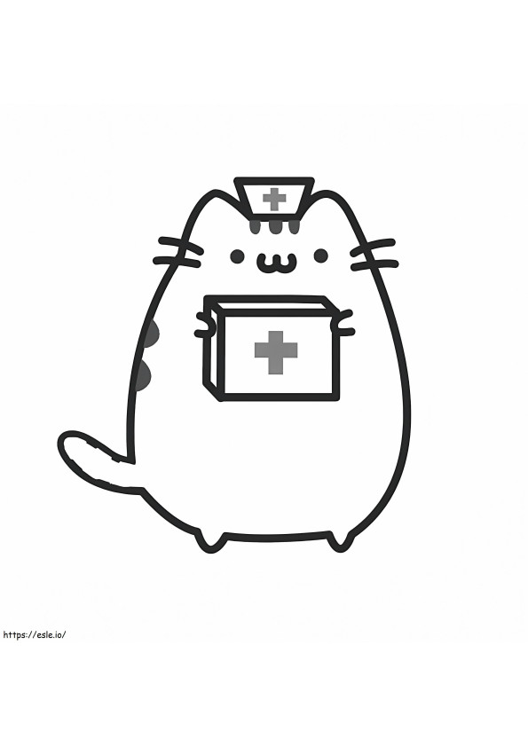 Doctor Pusheen coloring page