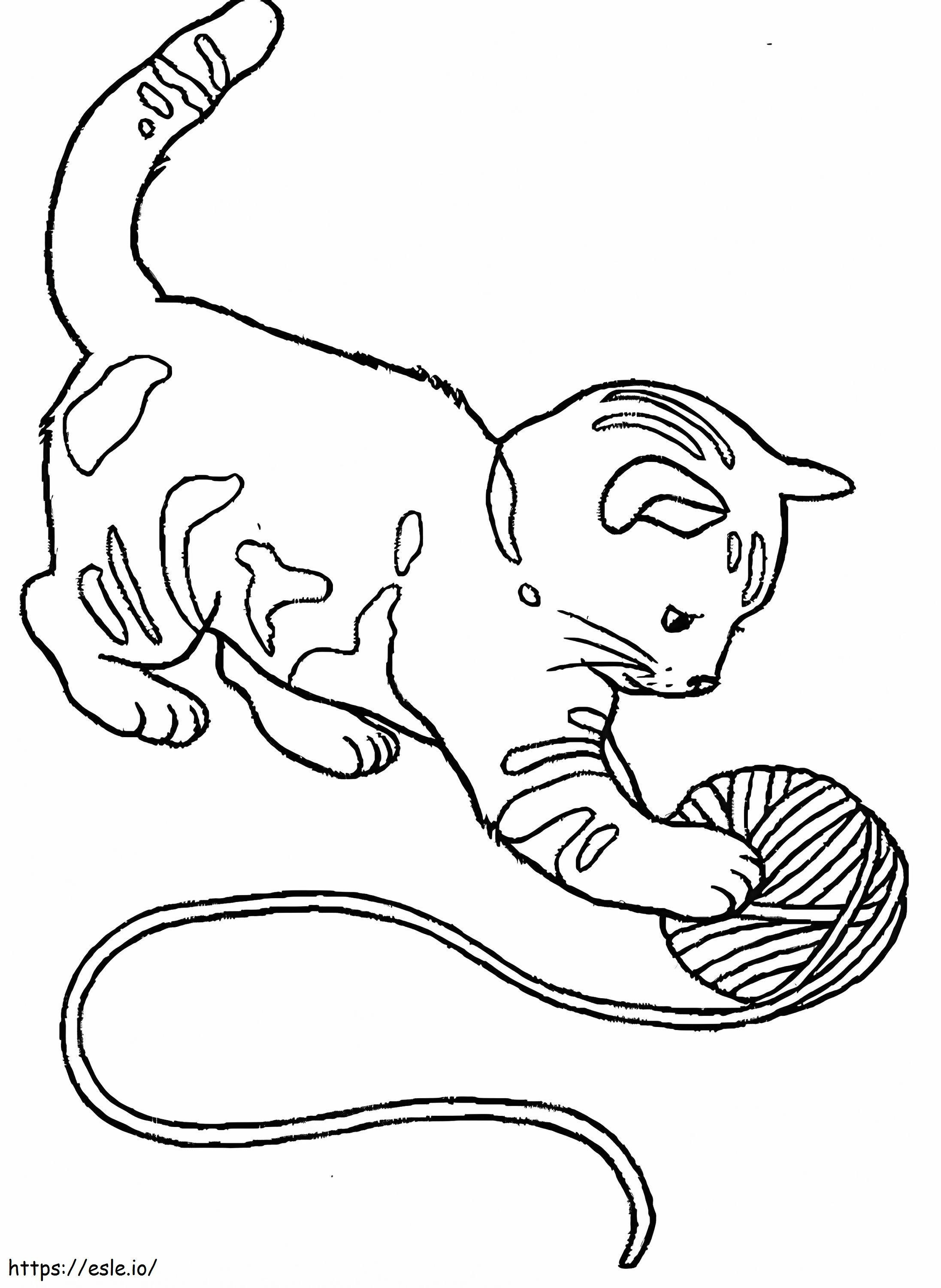 Kitten With Wool coloring page