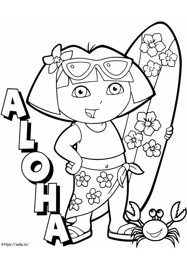 Aloha Dora coloring page