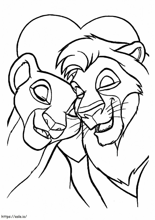 Rei Leão Disney Dia dos Namorados para colorir