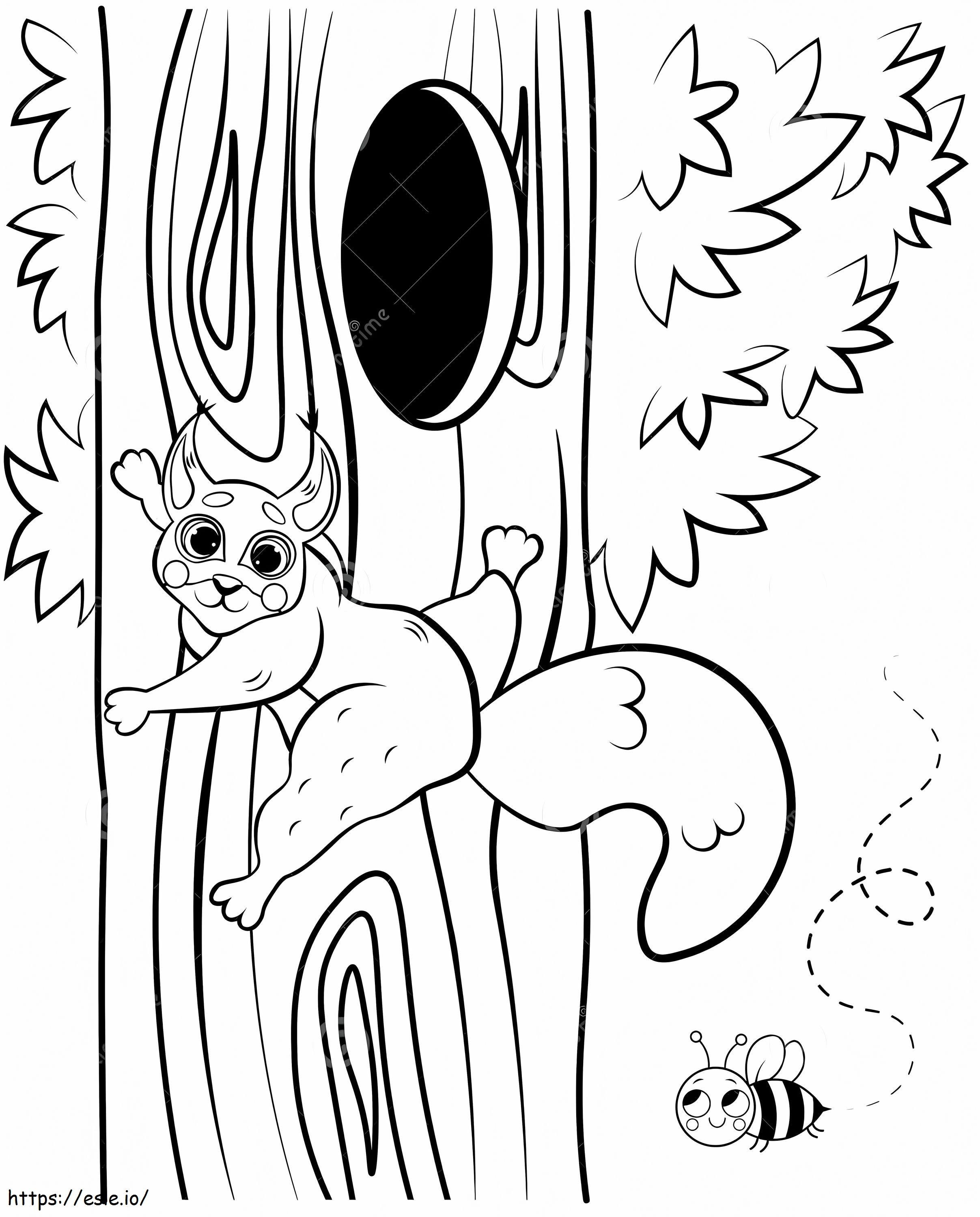 Squirrel Climbing A Tree Near The Hollow coloring page