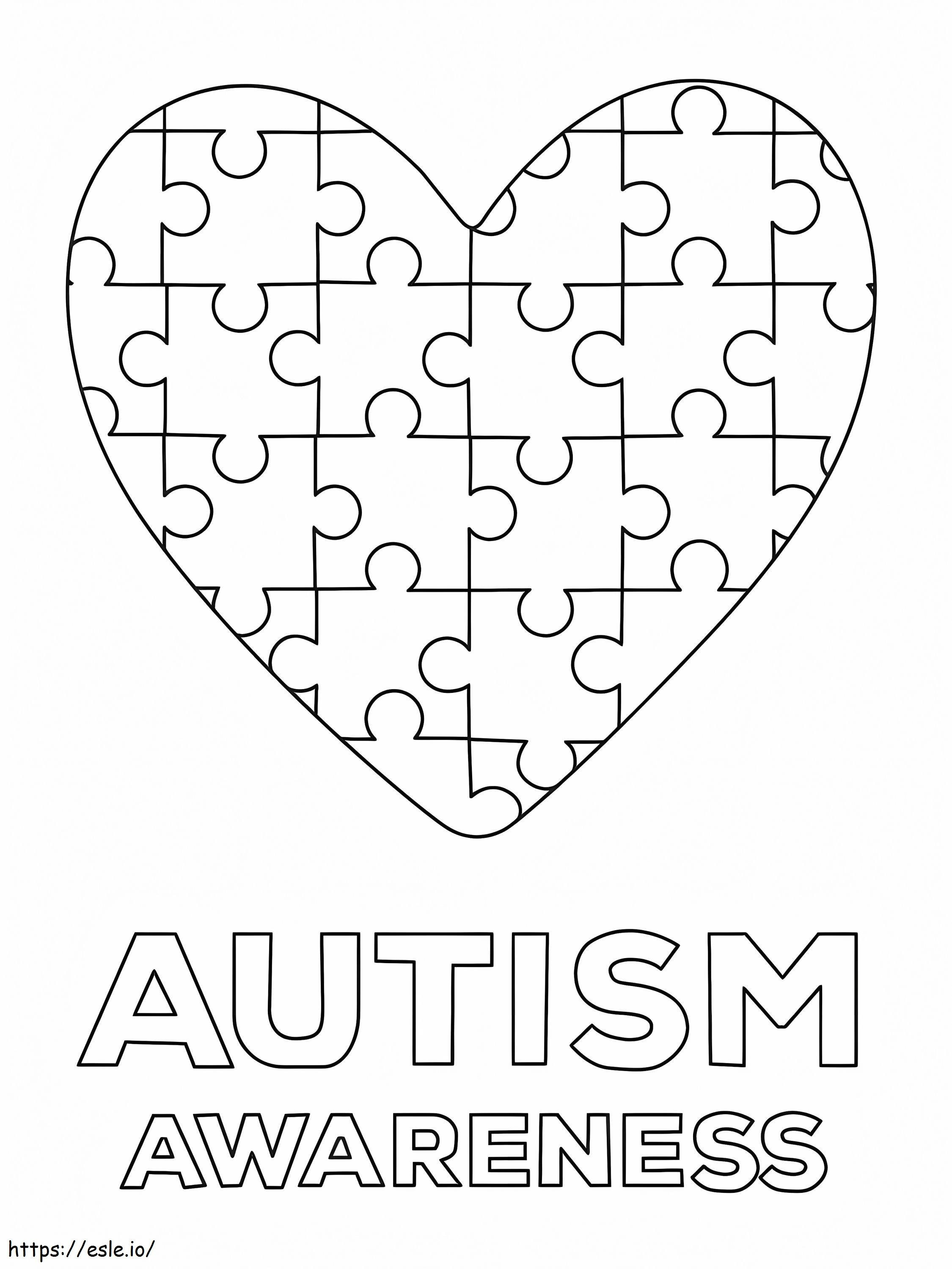 Serce świadomości autyzmu do wydrukowania kolorowanka