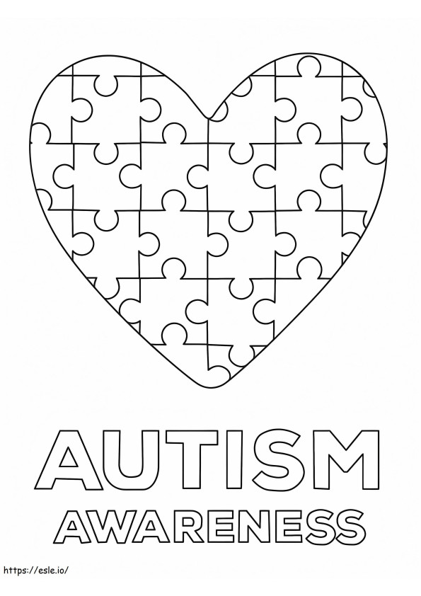 Afdrukbaar autismebewustzijnshart kleurplaat