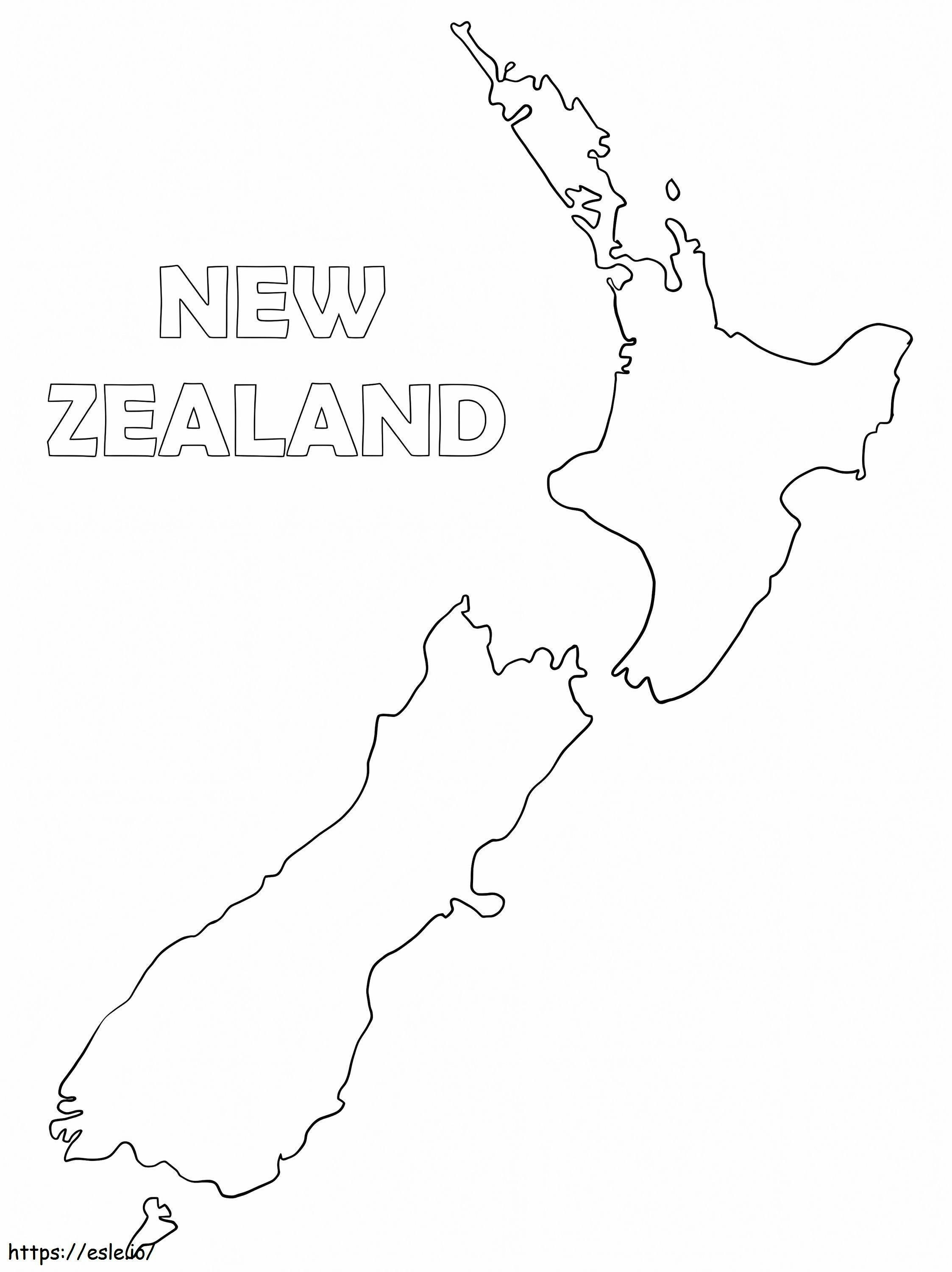 Mapa Nowej Zelandii 1 kolorowanka