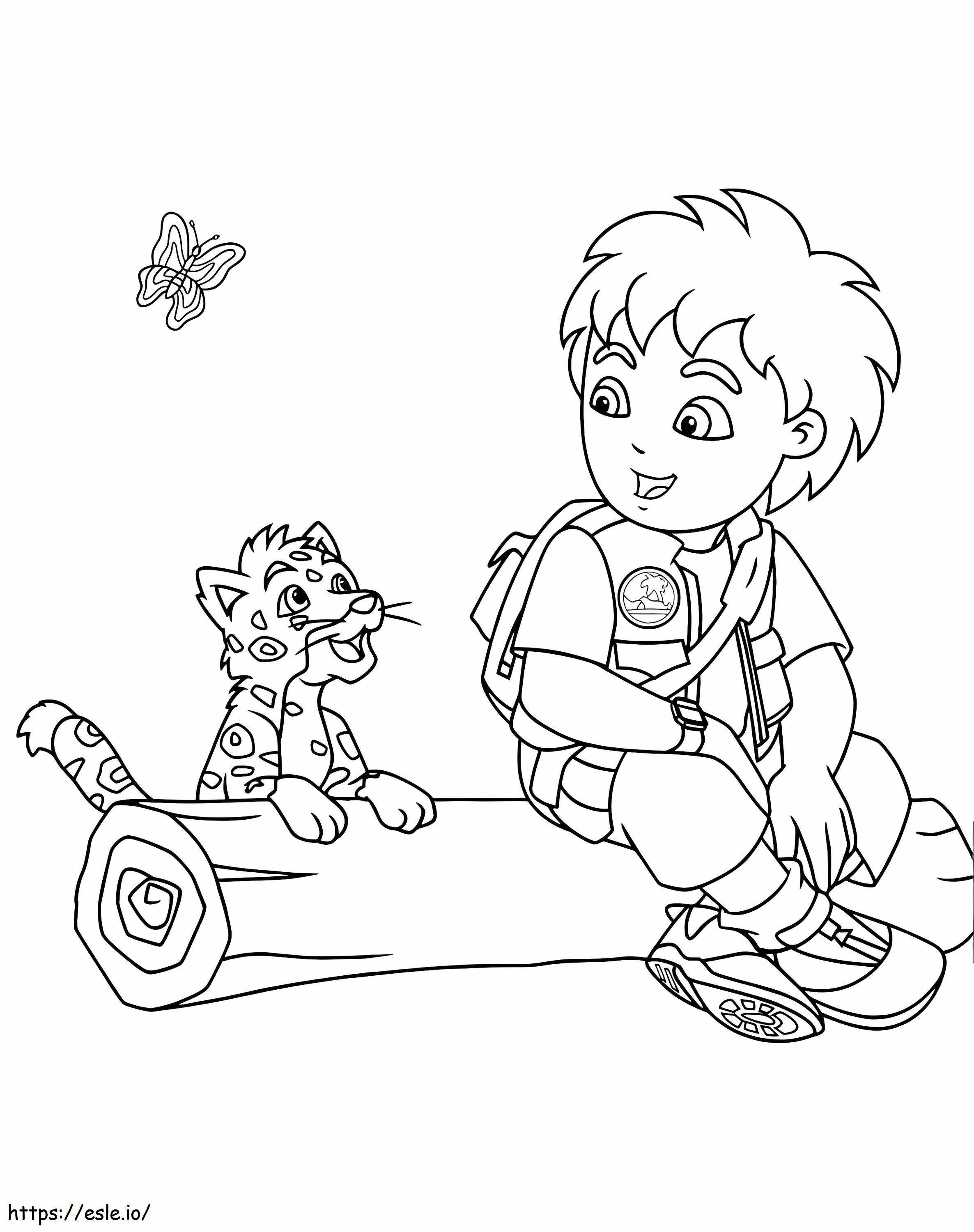 Diego And The Baby Cheetah coloring page