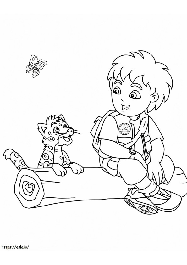 Coloriage Diego et le bébé guépard à imprimer dessin