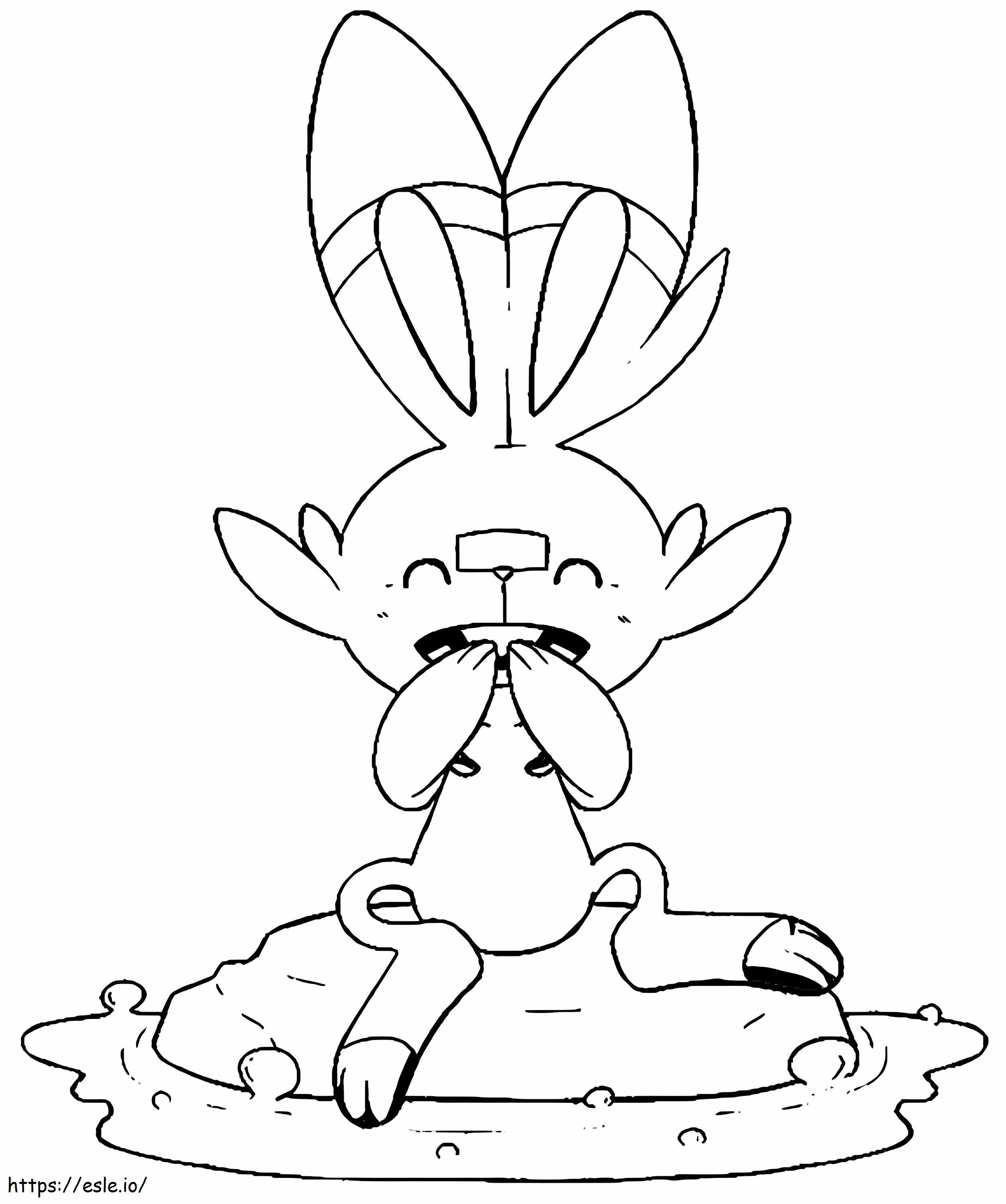 Coloriage Joyeux lapin Scorbunny à imprimer dessin