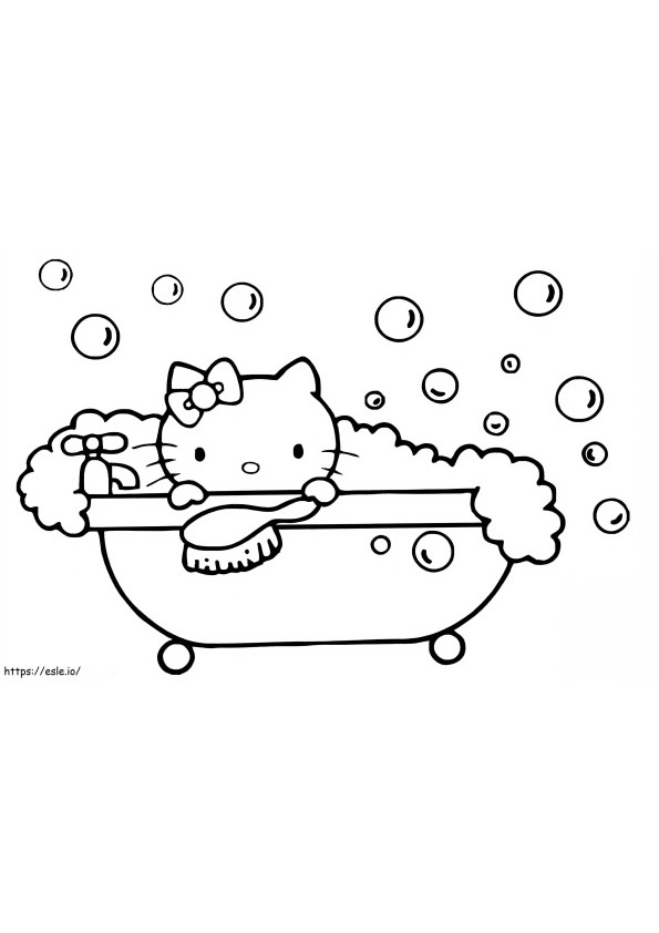 Coloriage Hello Kitty Se Bana à imprimer dessin