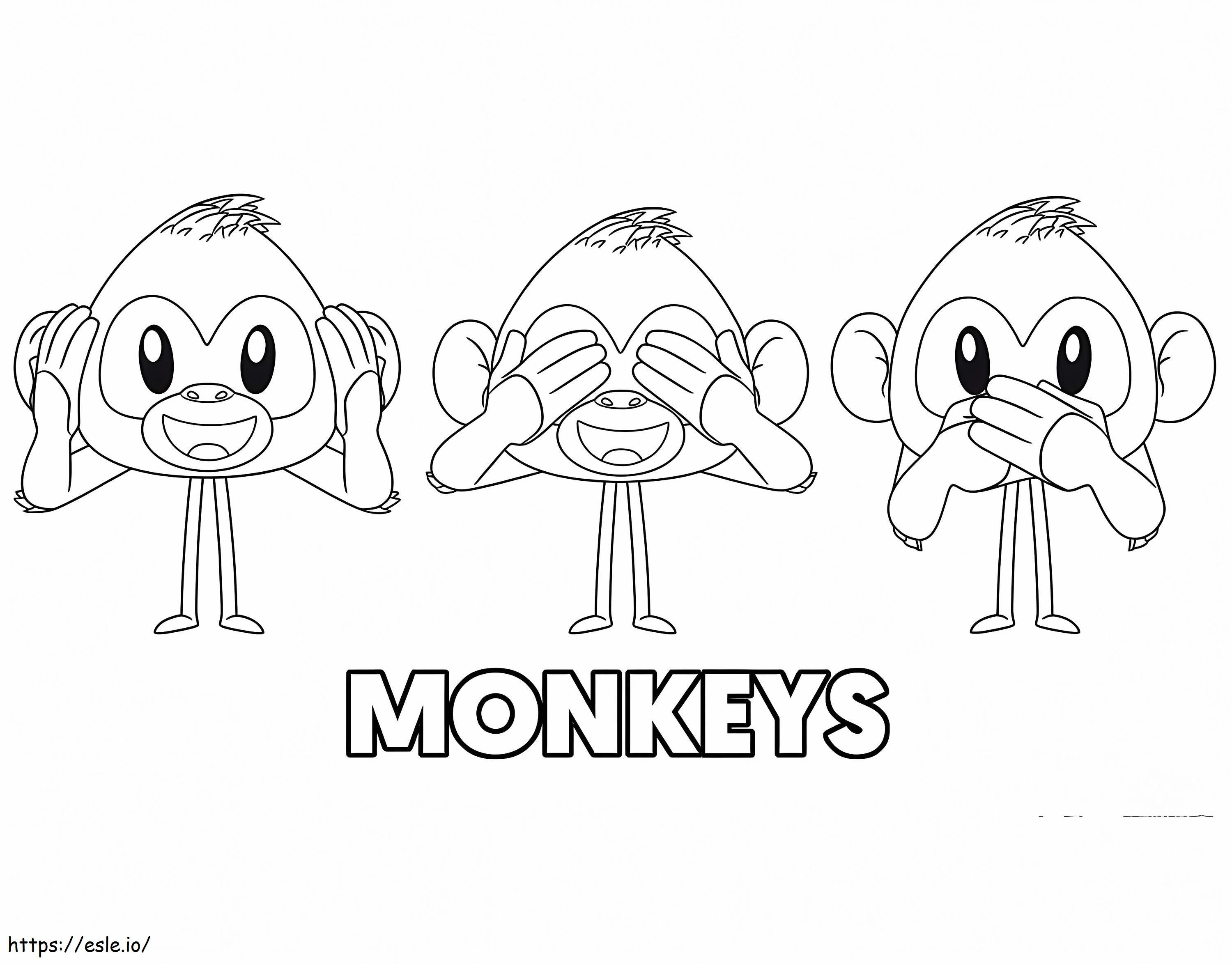 Małpy z filmu Emoji kolorowanka