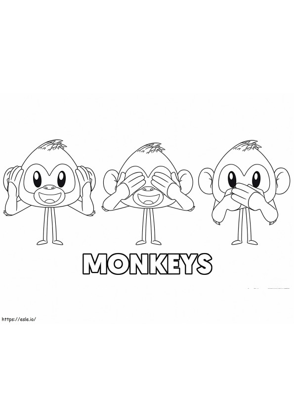 Apen uit de Emoji-film kleurplaat